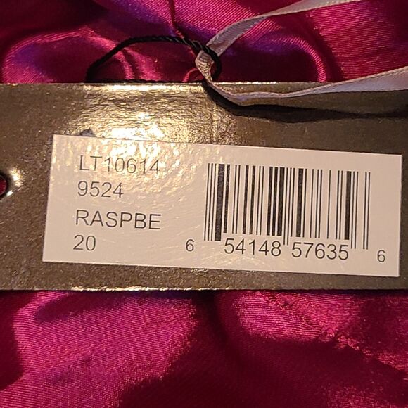 New Faviana 9524 (20) Raspberry V-Neck Jeweled Bodice Lace Up Back Maxi Gown - Picture 11 of 14